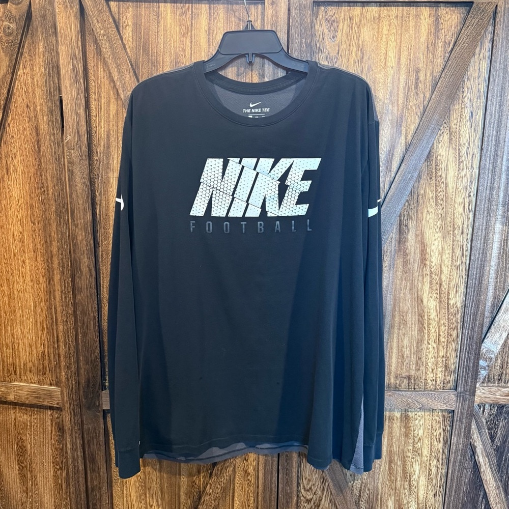 Nike Men's Black Long Sleeve Football Tee - Size XXL Big & Tall